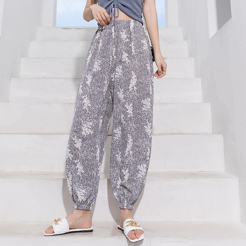 Elastic Waist Printed Baggy Harem Pants