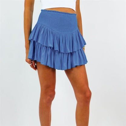 Stylish Solid Color Pleated Mini Skirt