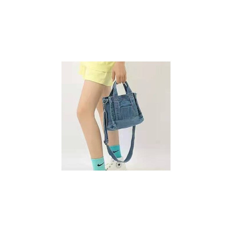Detachable-Strap Denim Crossbody Bag