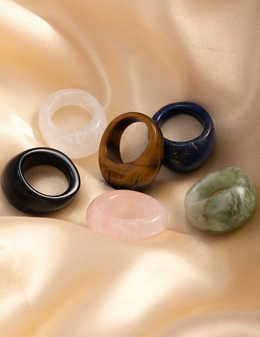 Simple Natural Stone Single Ring