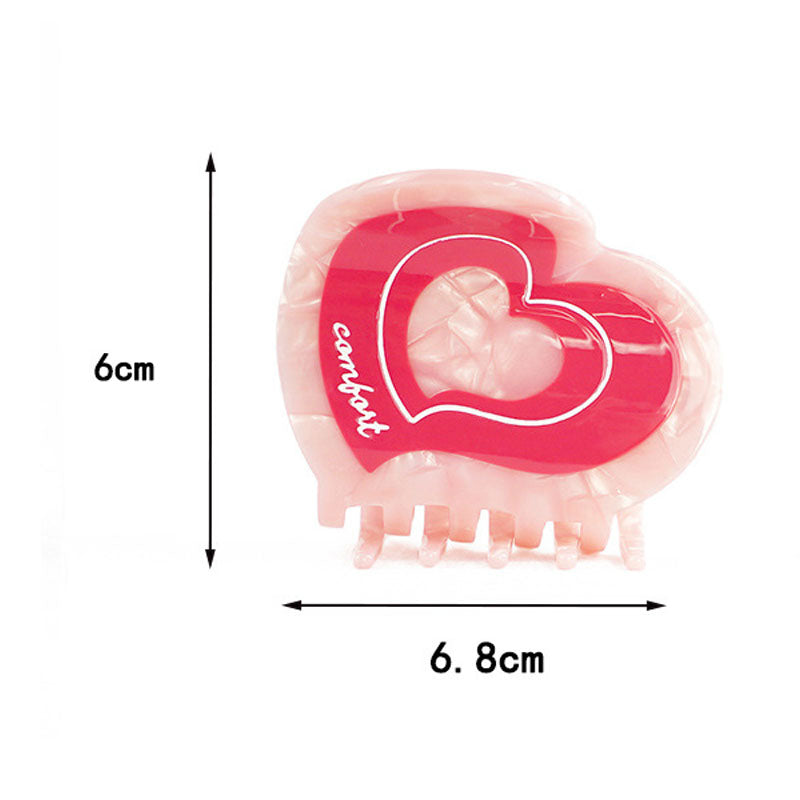 Color Block Heart Acetate Hair Claw