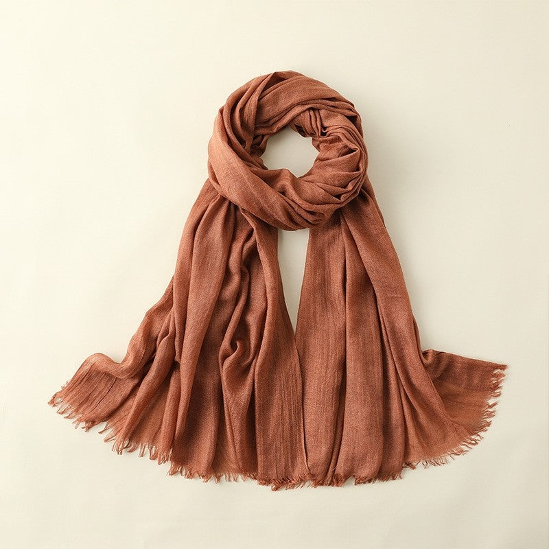 Solid Color Beach Long Cotton And Linen Scarf