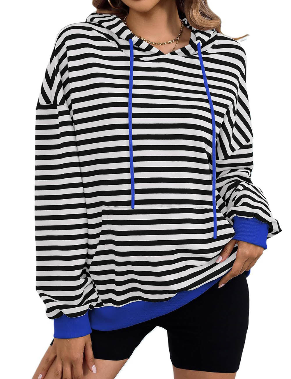 Color Block Striped Hooded Hoodies