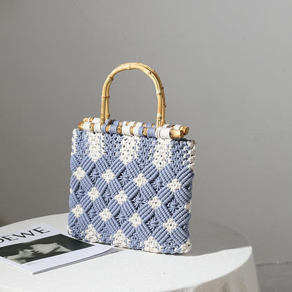 Fashion Rhomboids Thread Woven Bag