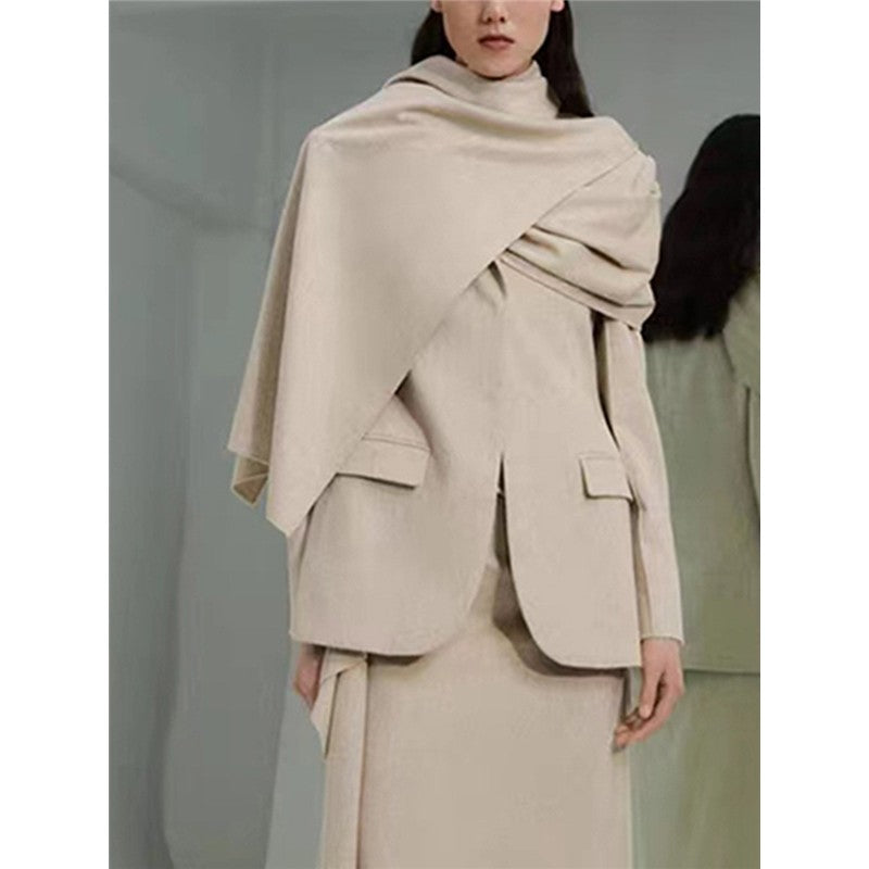 Solid Color Long Sleeve Lapel Hollow Blazer Outerwear