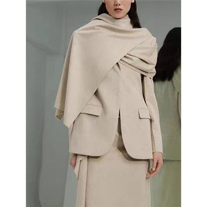 Solid Color Long Sleeve Lapel Hollow Blazer Outerwear