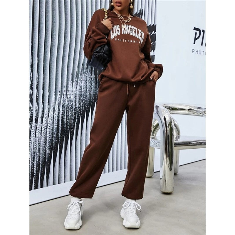 Long Sleeve Round Neck Sweater Printed Suit