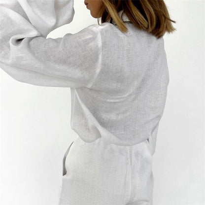 Monochrome Long Sleeve Shirt And Shorts Set