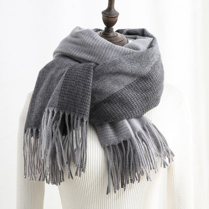 Warm Imitated Cashmere Tassled Shawl Scarf