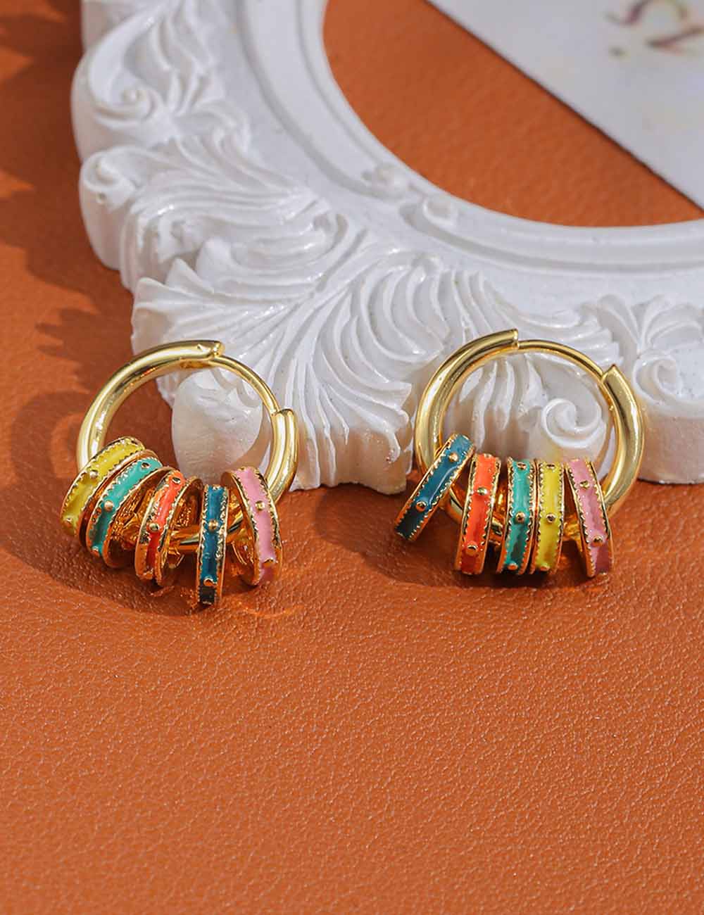 Trendy Colorful Enamel Hoop Earrings