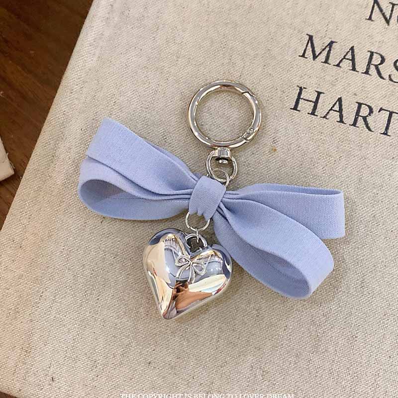 Cute Heart Solid Color Bow Knot Keychain