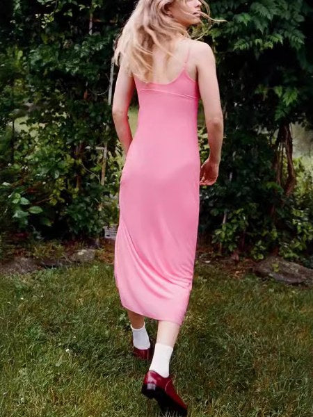 Flower Slim Backless Wrap Spaghetti Dress