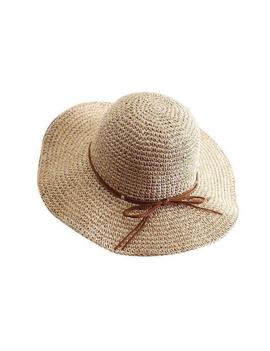 Retro Bow Tie Breathable Straw Fisherman Hat