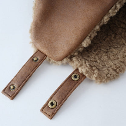 Vintage Distressed Leather Teddy Hat