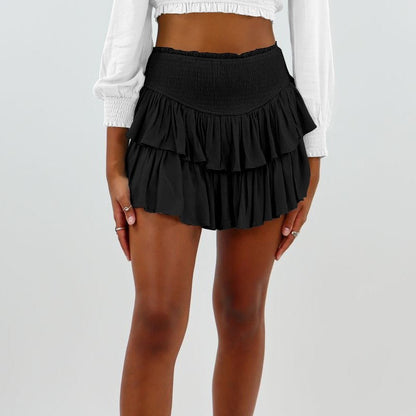 Stylish Solid Color Pleated Mini Skirt