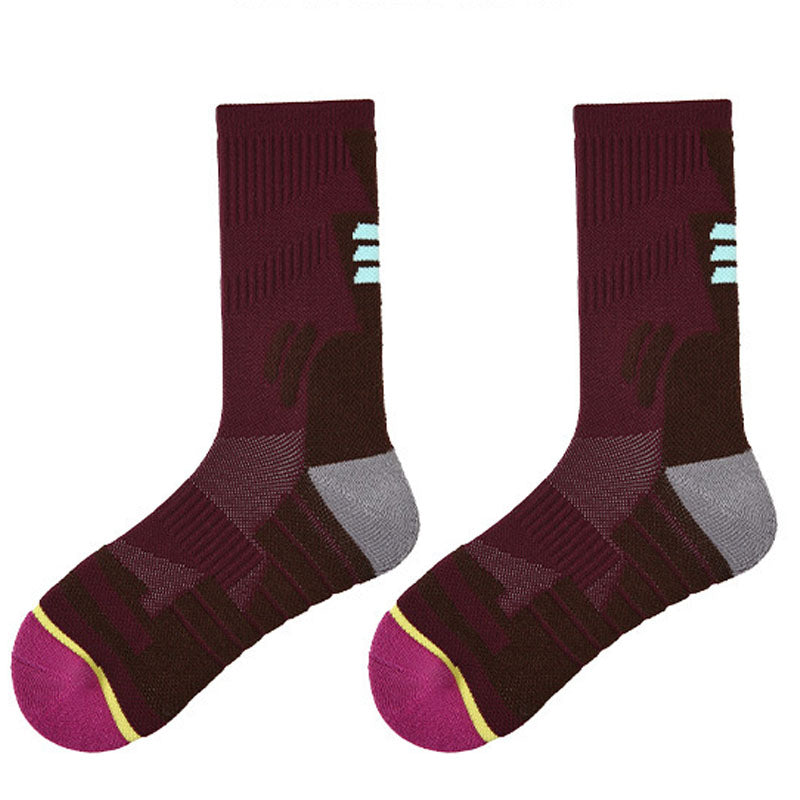 Sports Color Block Breathable Crew Socks