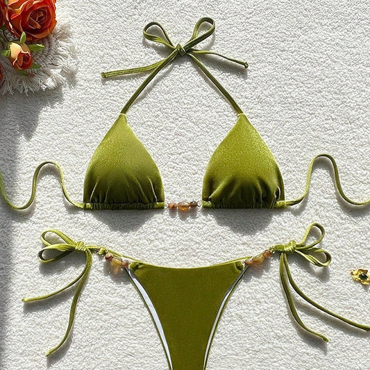 Solid Color Bikini Tie String Sexy Beach