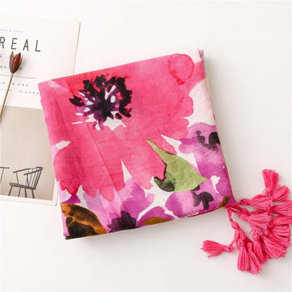 Colorful Cotton Linen Vacation Beach Scarf