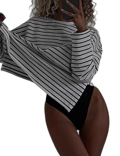 Simple Striped Casual Slim Pullover T-Shirt