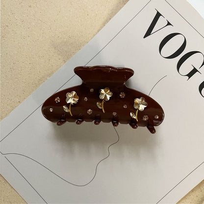 Elegant Rhinestone Flower Acetate Hair Claw