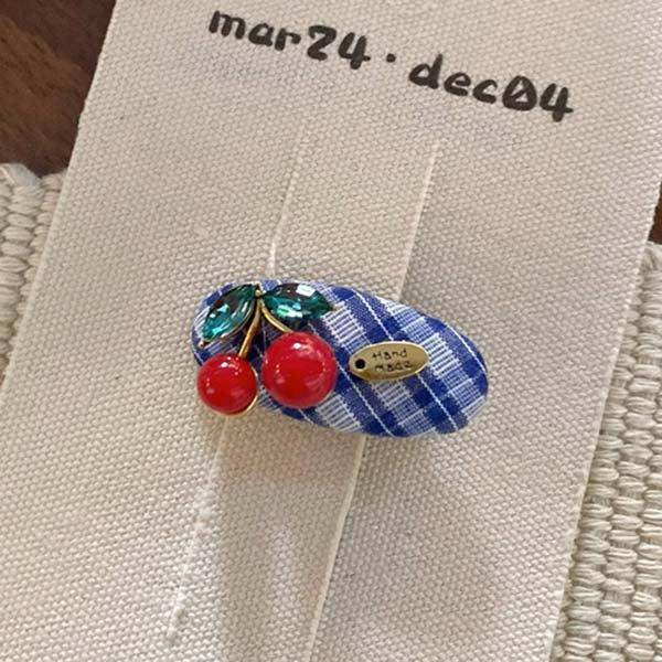 Cute Cherry Plaid Sweet Hair Clips