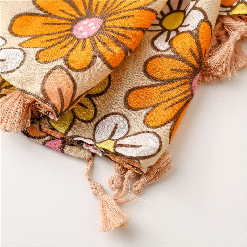 Tropical Plant Floral Contrast Color Scarf