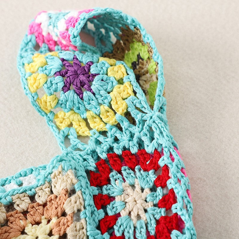 Crochet Knitted Flower Casual Handbag