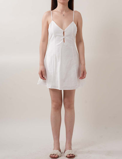 Sexy Embroidery Buttons Spaghetti Mini Dresses