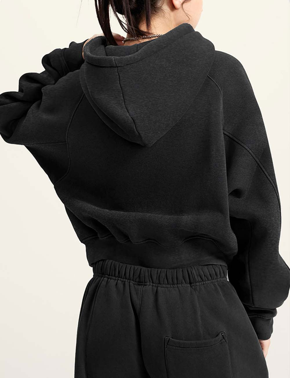 Retro Washed Cropped Raglan Sleeve Hoodie