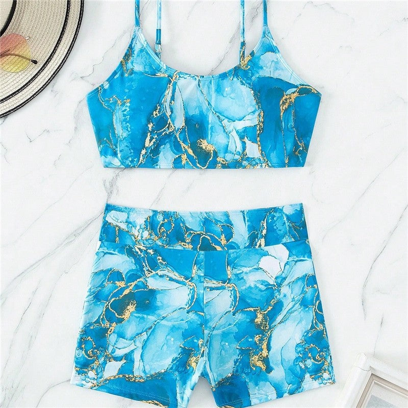 Split Two Piece Printed Bikini Swimsuit