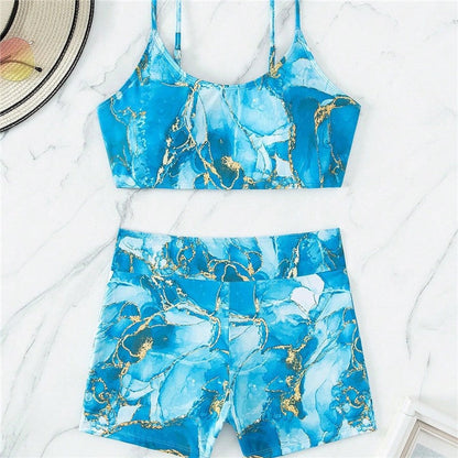 Split Two Piece Printed Bikini Swimsuit