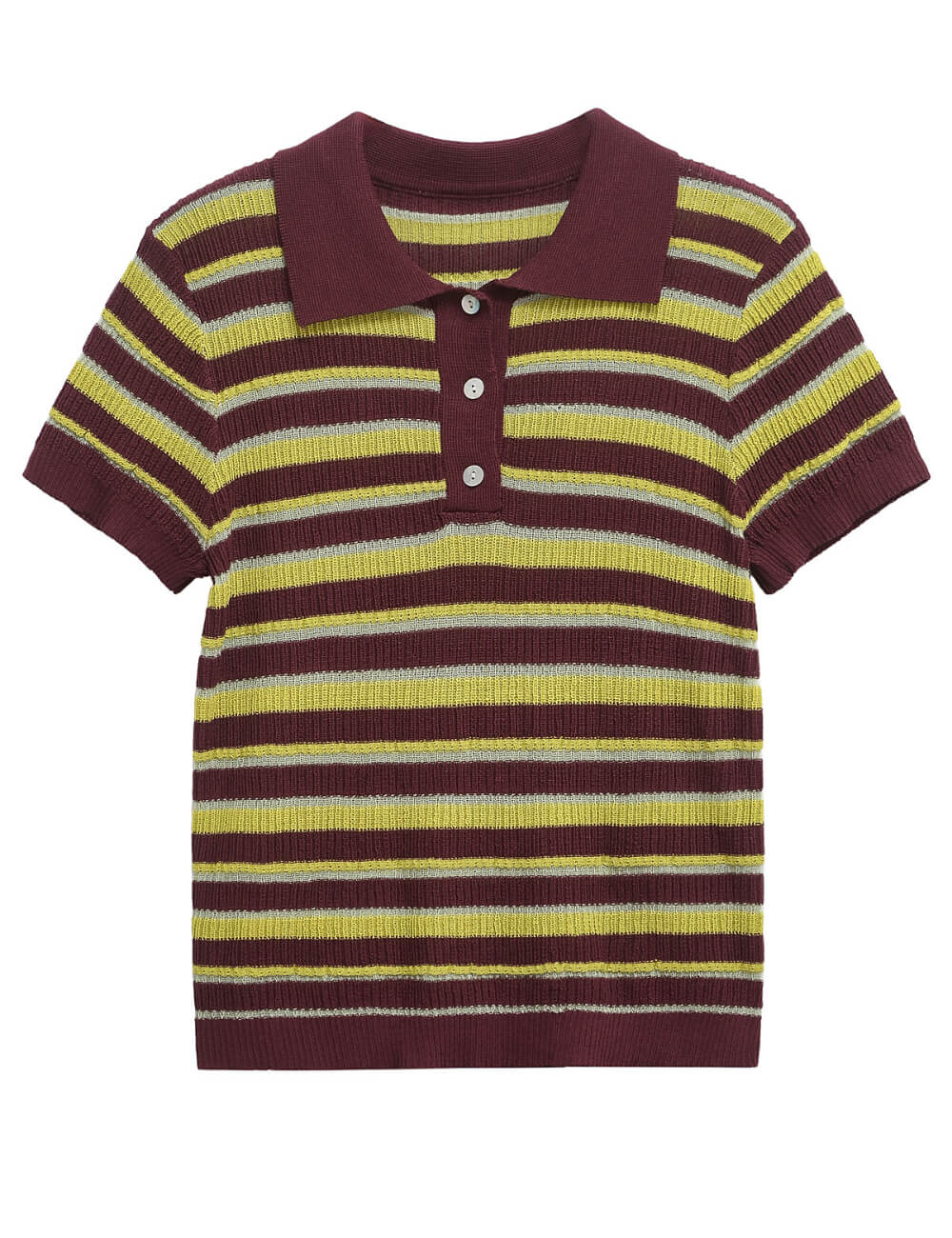 Color Block Striped Short Sleeve Knit Top