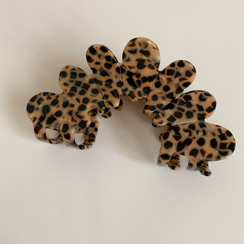 Leopard Print Hollow Geometric Acetate Hair Claw