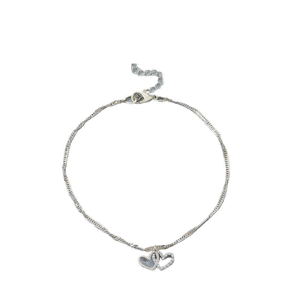 Rhinestone Heart Sparkling Anklet