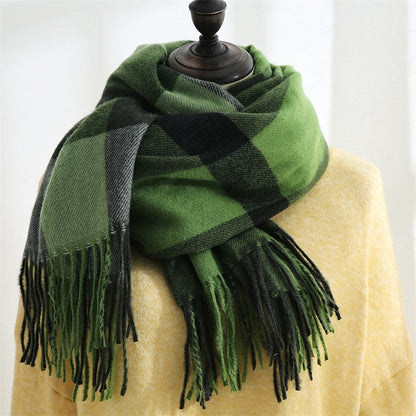 Plaid Print Tassled Imitated Cashmere Warm Shawl Scarf