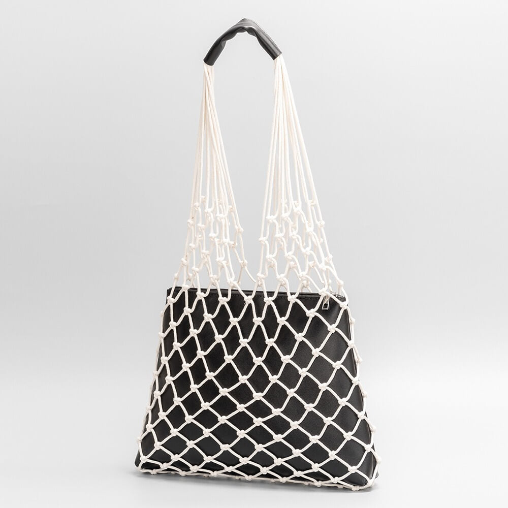 Net Woven Shoulder Tote Bag