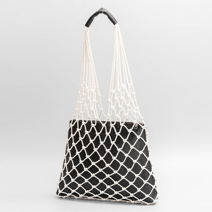 Net Woven Shoulder Tote Bag