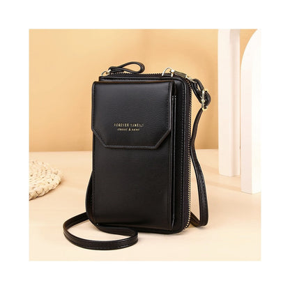 PU Leather Solid Color Multifunctional Small Crossbody Wallet Cell Phone Bag