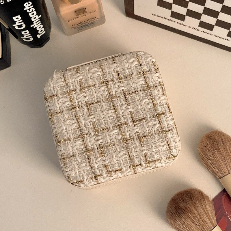 Color Block Zipper Closure Jewelry Case