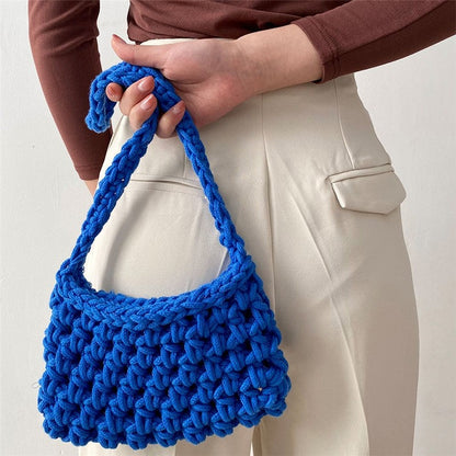 Solid Color Crochet Knitted Shoulder Bag