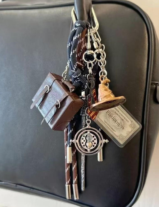 Vintage Harry Potter Time Turner Sorting Hat Keychain