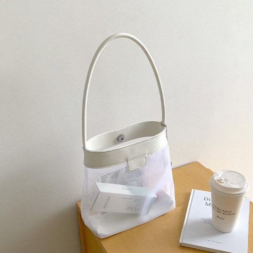 Leather Large Capacity Mesh Shoulder Bag