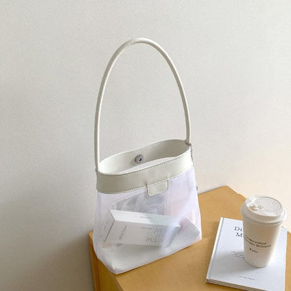 Leather Large Capacity Mesh Shoulder Bag