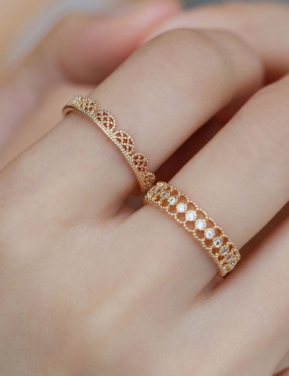 Lace Hollow Rhinestone Vintage Rings