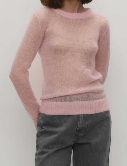 Minimalist Round Neck Long Sleeve Knit Top