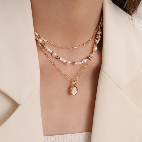 Pearl Shell Layered Simple Necklaces
