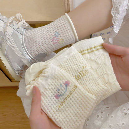 Cute Cartoon Print Mesh Slouch Socks