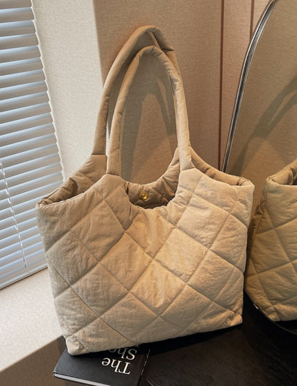 Solid Color Large Capacity Puffer Handbag