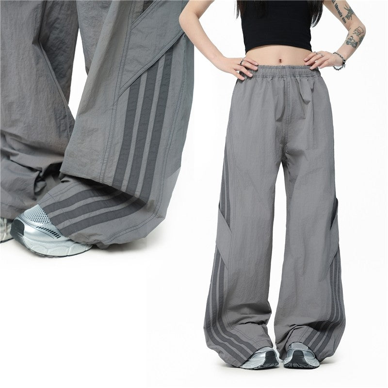 Unisex Streetwear Stripe Parachute Pants