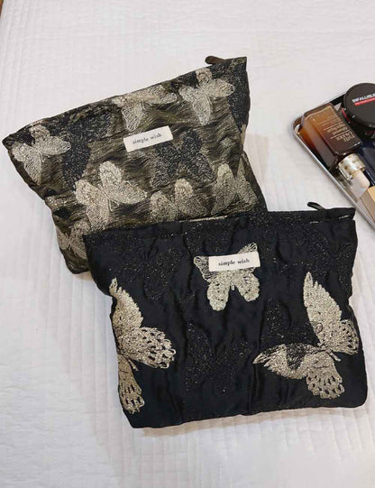 Aesthetic Golden Butterfly Makeup Bag